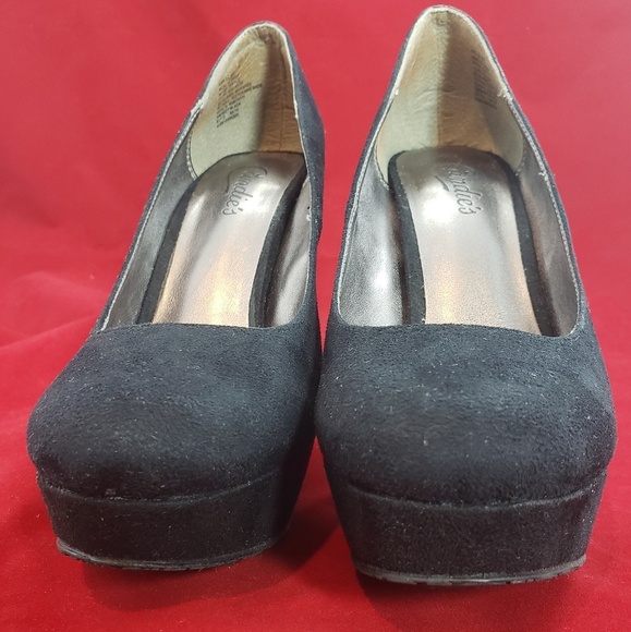 Candie's Shoes - Candies Black Faux Suede Stiletto Platform Heels